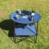 CAMP&GO round portable table top provides stable surface for snacks and drinks outdoors