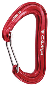 CAMP Nano 22 carabiner in red, full view showcasing lightweight design for gear racks