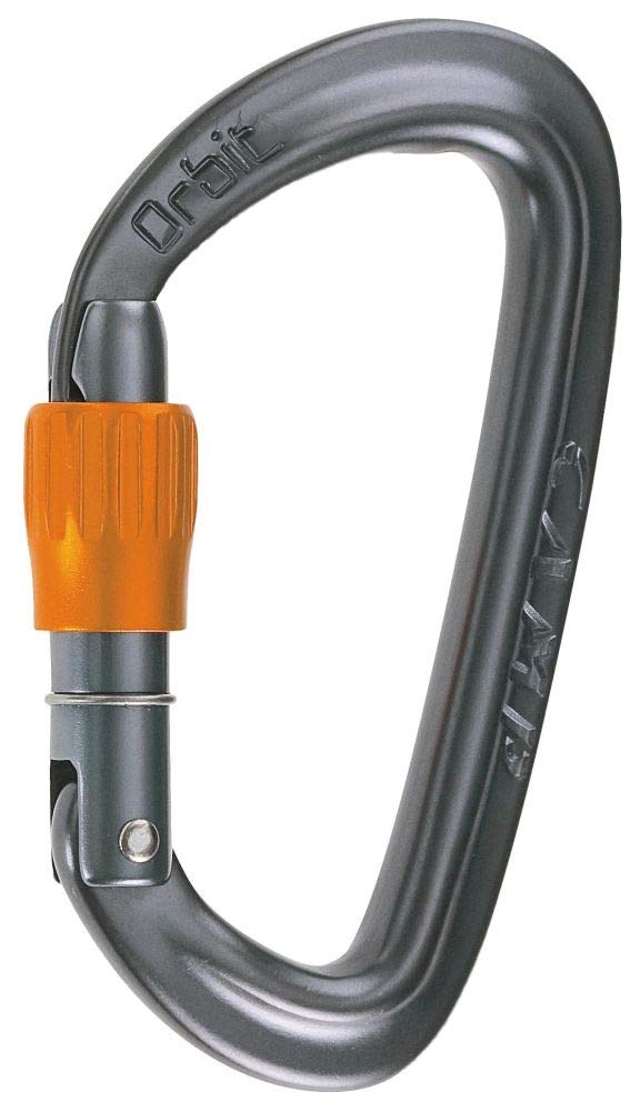 CAMP Orbit Lock carabiner front view in gun metal for compact anchors