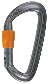 CAMP Orbit Lock carabiner front view in gun metal for compact anchors