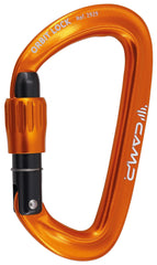 CAMP Orbit Lock Carabiner orange close-up showing compact design for easy rigging