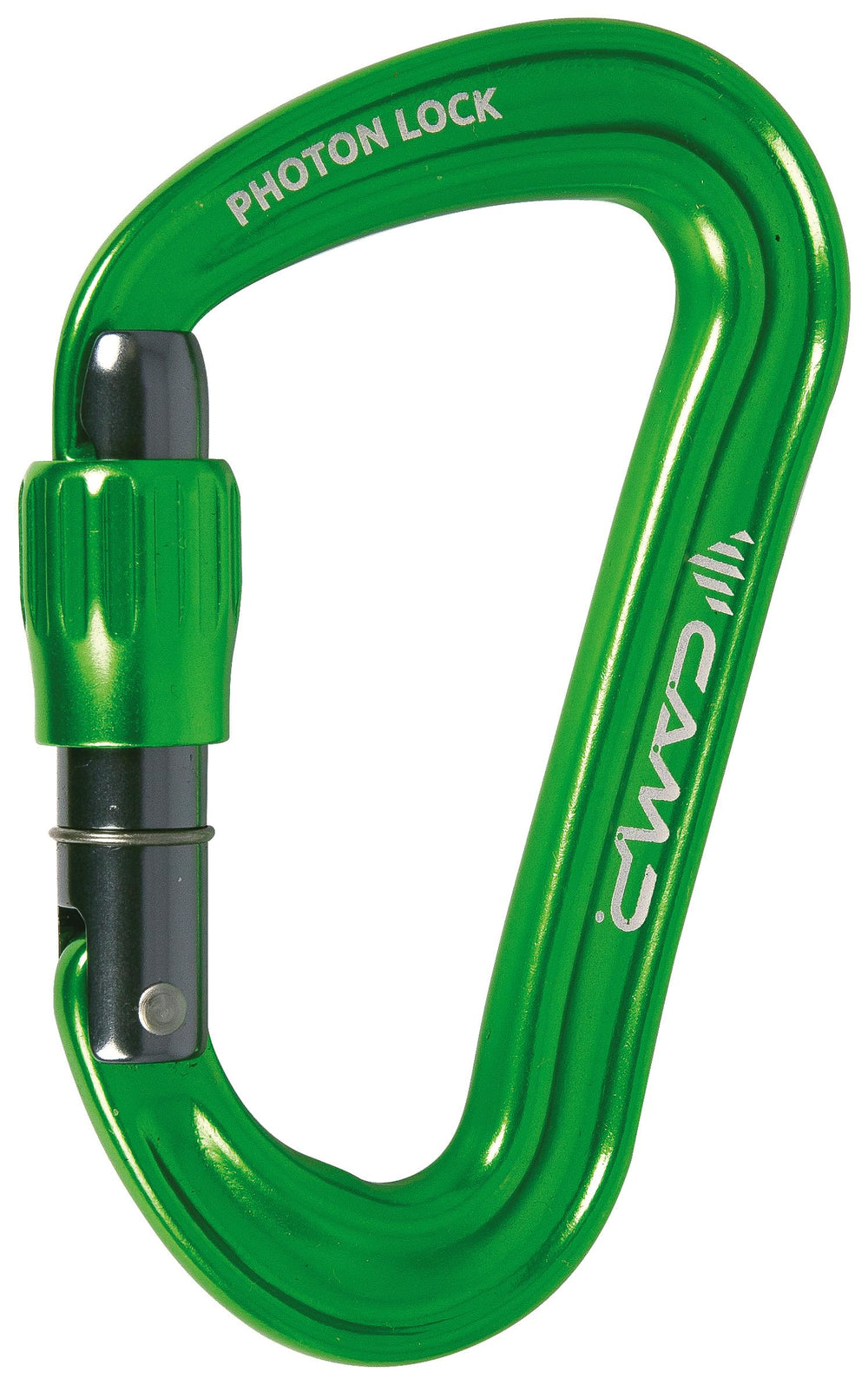 CAMP Photon Lock Green front view shows compact aluminum design for durability.