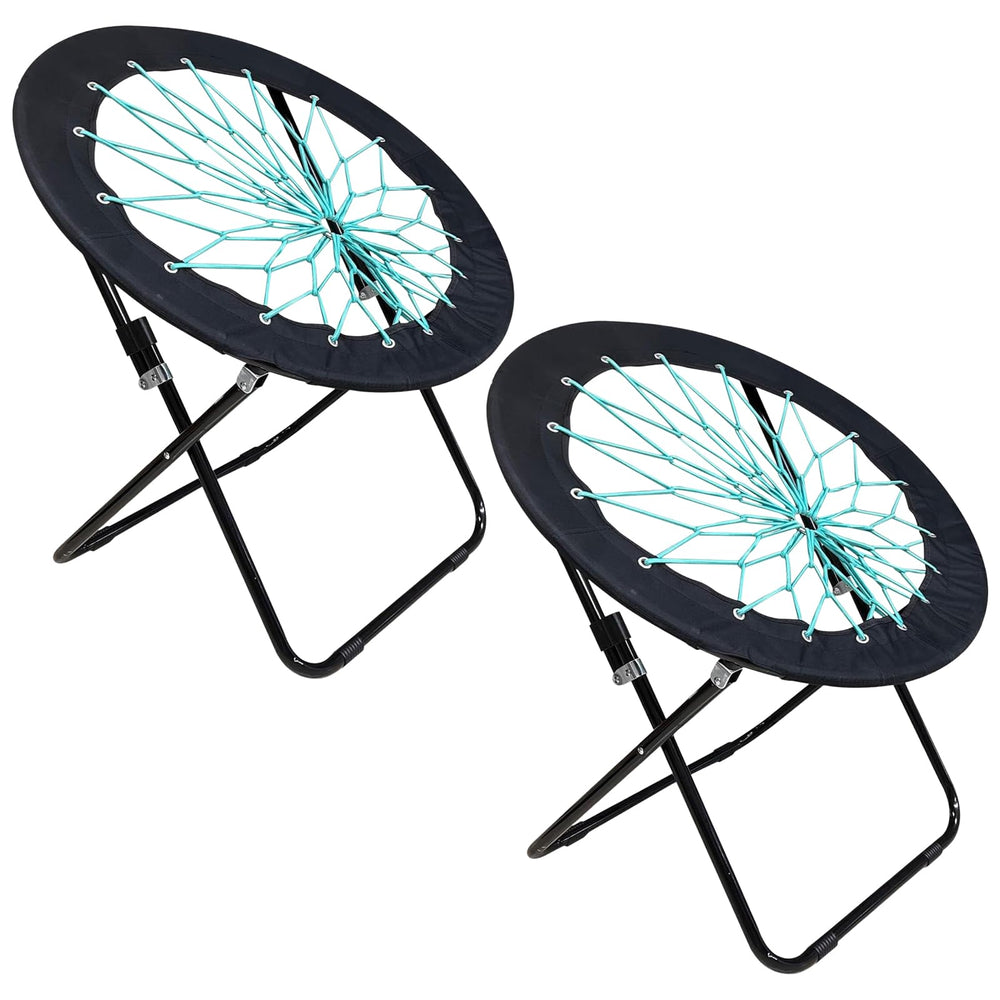 CAMP SOLUTIONS bungee dish chair in black 2-pack offers portable comfort for camping and gatherings.
