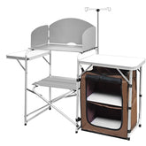 CAMP SOLUTIONS Camp Kitchen Table with Storage highlights ample outdoor counter space for meal prep.