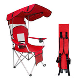 CAMP SOLUTIONS portable folding chair red front view with ergonomic high-backrest for beach and camping comfort.