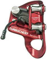 CAMP TurboChest red with dual rollers for smoother ascent rope interface.
