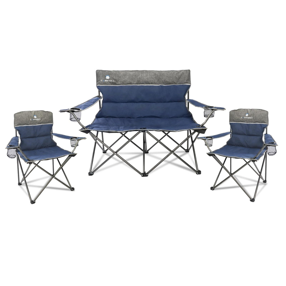 CAMPHILL camping chair set sofa and two chairs ready for family outdoor gatherings.