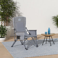 Camphor Designs heavy-duty chair at the beach, ready for lounging and sun.