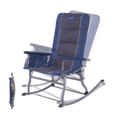 Camphor Designs oversized folding rocking chair, front view, portable and easy to store.