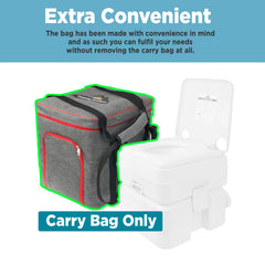 Camping Brothers portable toilet in bag in use during an outdoor trip.
