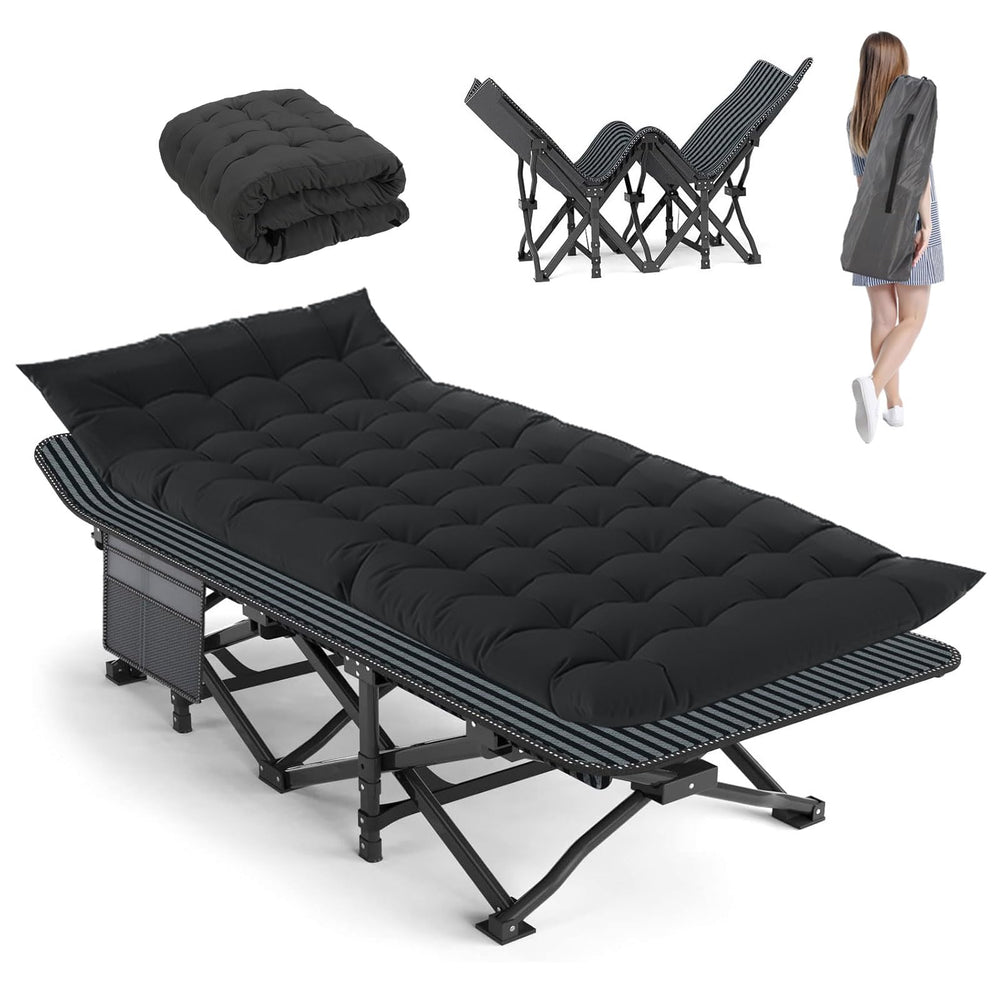 Camping Cot Extra Wide open 75x28 provides sturdy support for adults.
