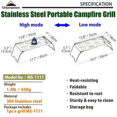 Camping Moon 304 stainless steel construction demonstrates rust resistance for outdoor cooking