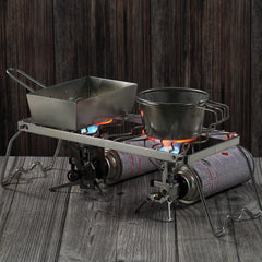 Camping Moon portable folding grill closeup highlights compact form for backpacking meals
