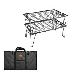 Camping Moon t230-2t folding rack unfolded shows sturdy steel frame for versatile outdoor storage.