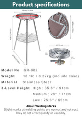Camping Moon stainless frame close-up shows durable stability for camp meals