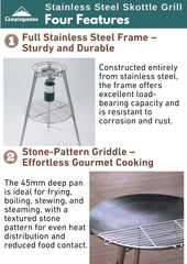 Camping Moon triple-layer griddle with 600°C coating enables durable cooking