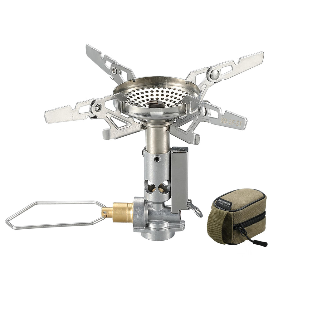 CampingMoon XD-2F foldable stove folded for ultra-compact backpacking storage.