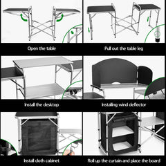 CampLand removable windscreen protecting cooking area from wind and weather
