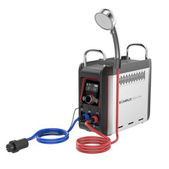 CAMPLUX Nano 3 Pro shower setup delivers instant hot water for camping.