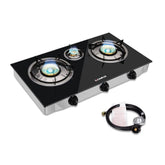 Camplux propane stove front view shows 21,600 BTU power for outdoor cooking