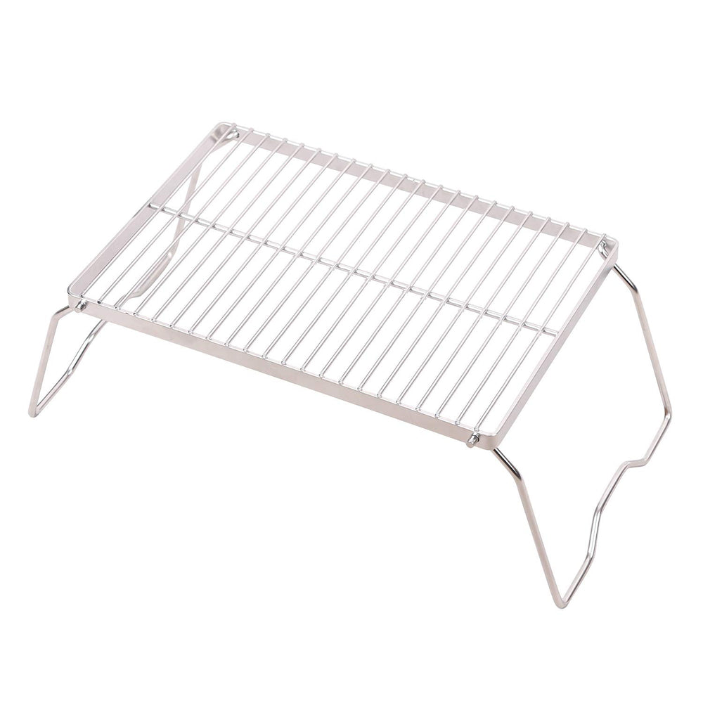 CAMPMAX Campfire Grill 304 stainless grate for durable outdoor cooking.