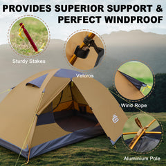 Camppal spacious-interior-area fits two campers with gear.