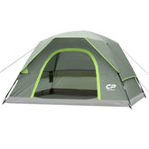 CAMPROS CP 4-person tent front view with ample entry space for family camping.