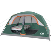 Campros CP tent 8-person front view highlights a spacious family camping area.