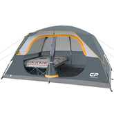 CAMPROS CP 8-person tent front view emphasizes spacious interior for family camping.