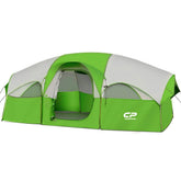 CAMPROS CP 8-person tent exterior in green shows waterproof design for family camping