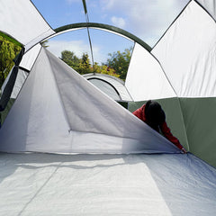 CAMPROS CP tent double-layer design with layered entry for versatile weather protection