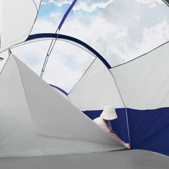 CAMPROS CP tent-8person blue interior divider demonstrates two-room privacy and flexibility.