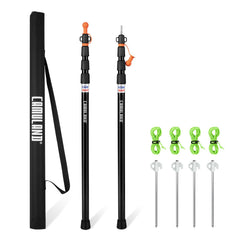 CAMULAND tarp poles set of 2 in carry bag for portable camping setup.