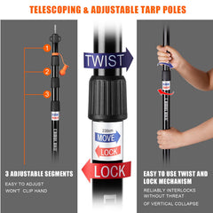 CAMULAND tarp poles stainless steel tip feature resists wear in rugged weather.