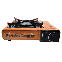 CanCooker portable burner in a camping setup shows quick, easy meals on the go.