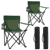 Canpsky 2-pack folding green camping chairs with cup holder for travel and picnics
