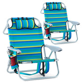 Canpsky beach chair front view showing compact two-pack setup for easy outdoor relaxation.