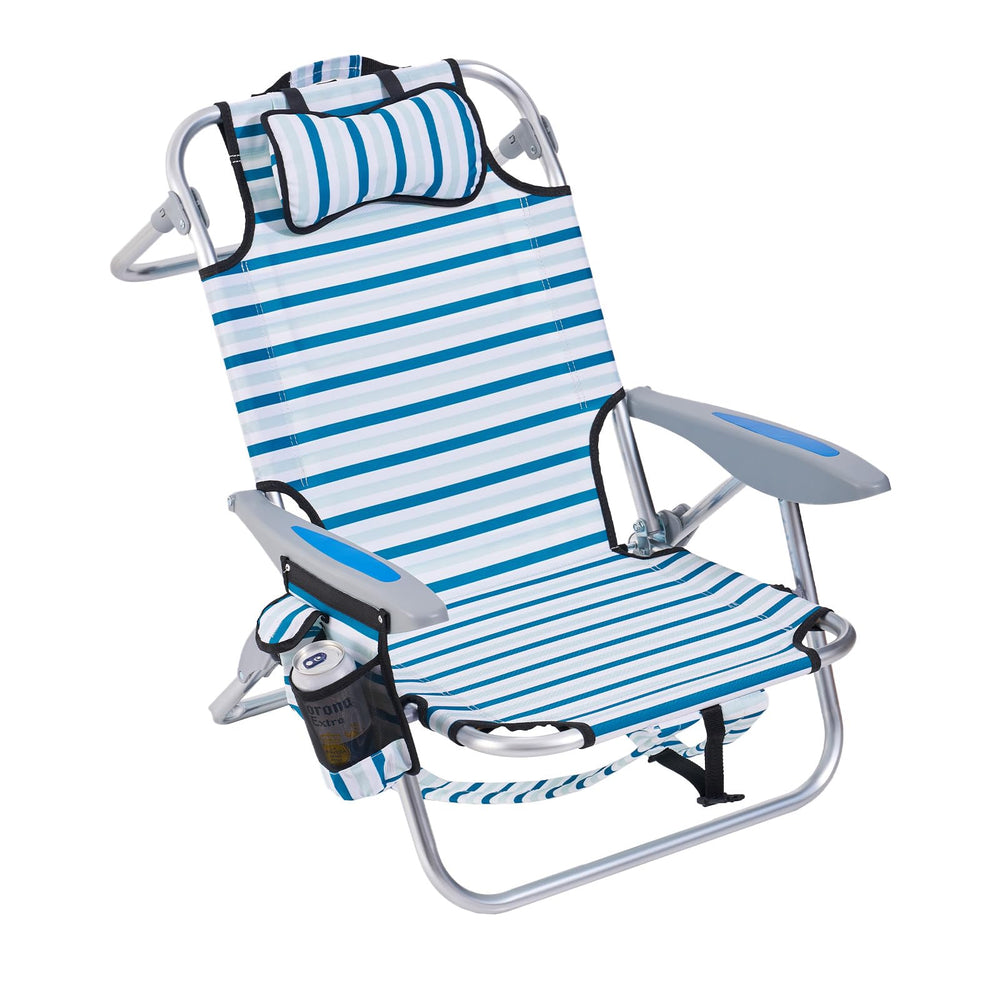 Canpsky portable beach chair with 5-position recline for versatile outdoor seating