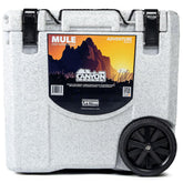 CANYON COOLERS Mule 30 front view with wheels for easy transport.