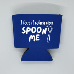 Capital City Commerce Pint Sleeve featuring 'I love it when you spoon me' as a playful party favor