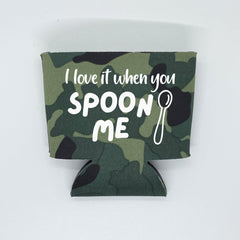 Capital City Commerce pint sleeve I Love It When You Spoon Me displays a message for party vibes.
