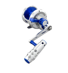 Capt Jay S-60 Jigging Reel Silver Blue, side profile view