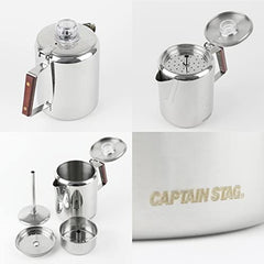 Captain Stag percolator 3cup side view highlighting sturdy stainless steel body.