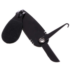 Caralin hook tool end cleans eyelets and holes during tackle setup.