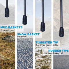 carbon fibre trekking poles anti-shock tips absorb ground impact