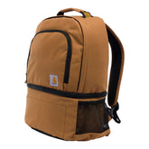 Carhartt insulated backpack cooler base keeps drinks cold during outdoor adventures.
