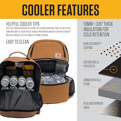 Carhartt main compartment stores gear and snacks for camping or day trips.