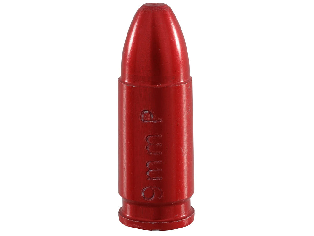 Carlsons Snap Caps 9mm red aluminum, ideal for safe dry-fire practice.