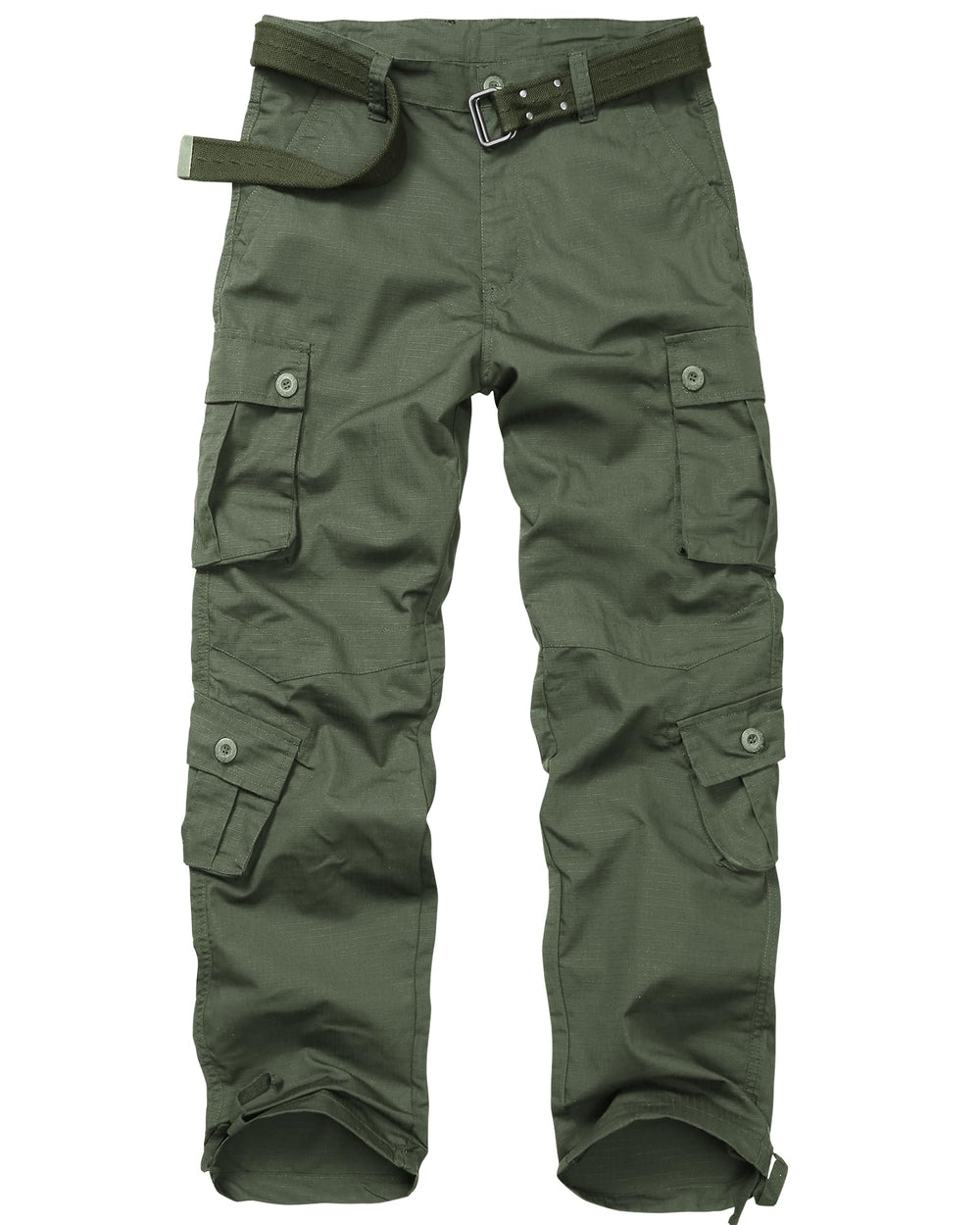 CARPANT Army Green Tactical Cargo Pants front view with 8 pockets and rugged fabric