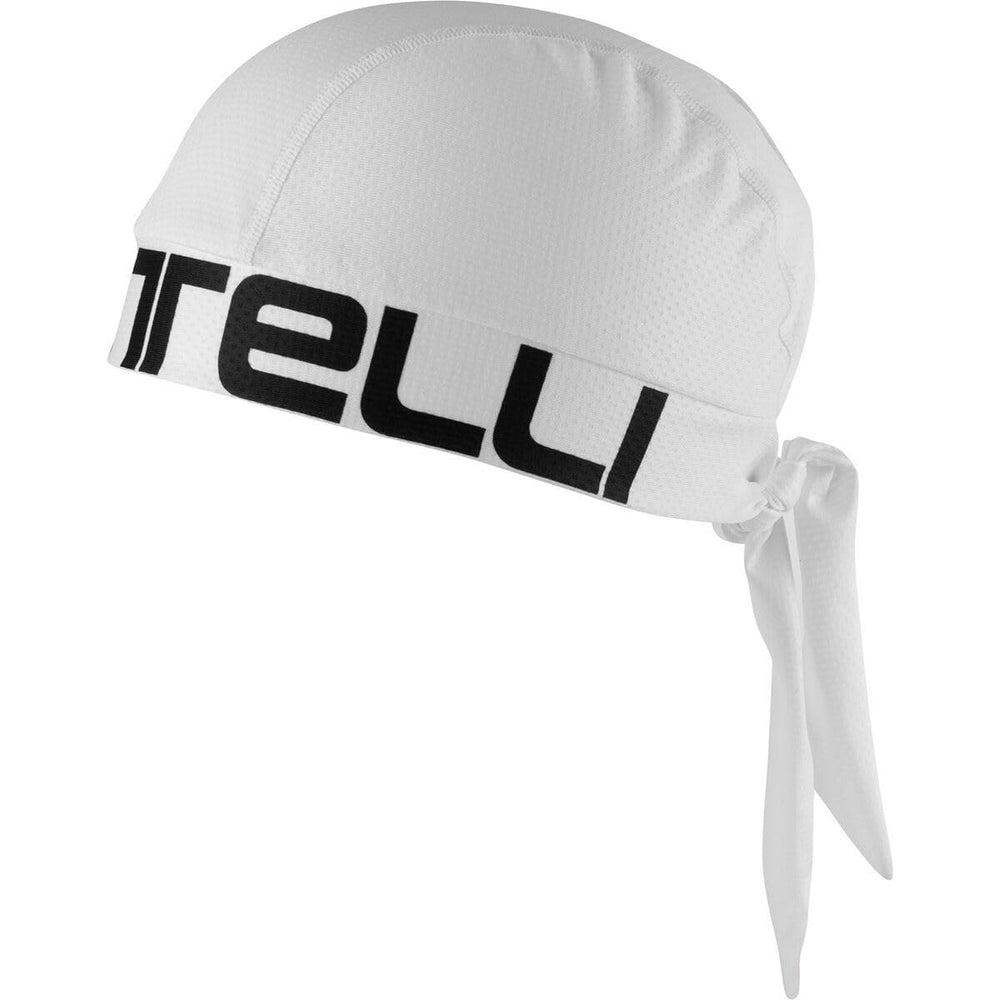 Castelli cycling bandana white/black for sun protection and moisture-wicking.